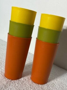 Vintage 70s Tupperware Tumbler Set In MCM Harvest Colours Grannycore Nostalgia 6